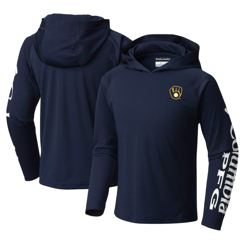 Milwaukee Brewers Columbia Youth Terminal Tackle Long Sleeve Hoodie T-Shirt Outlet