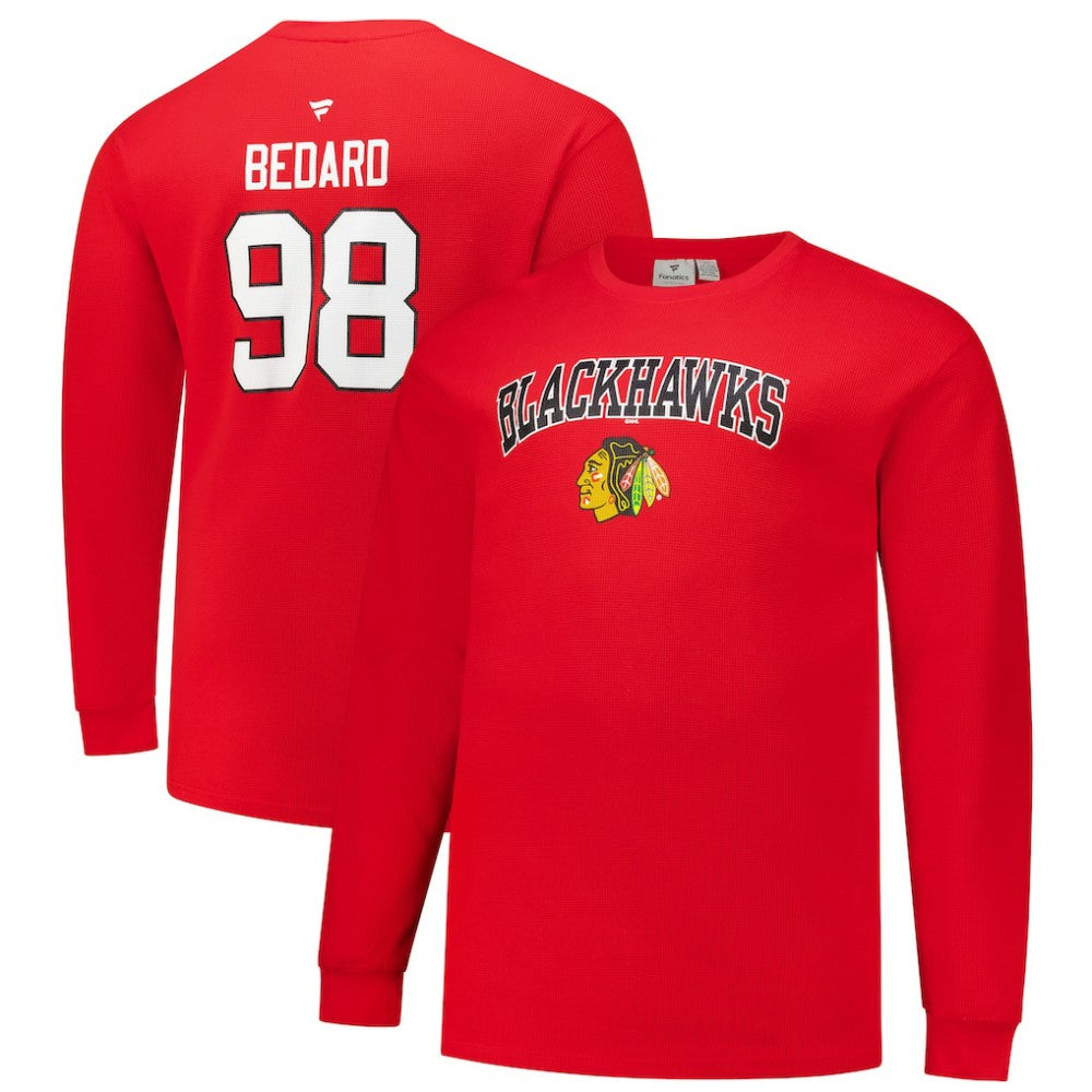 Connor Bedard Chicago Blackhawks Profile Big & Tall Name & Number Thermal Pullover Sweatshirt - Red | NHL near me