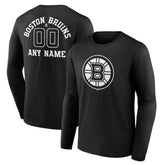 Boston Bruins Personalized Name & Number Monochrome Long Sleeve T-Shirt - Black | NHL near me