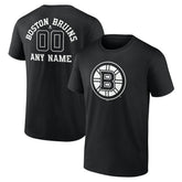 Boston Bruins Personalized Name & Number Monochrome T-Shirt - Black | NHL Lifestyle