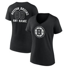 Boston Bruins Women's Personalized Name & Number Monochrome V-Neck T-Shirt - Black | NHL on sale