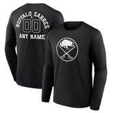 Buffalo Sabres Personalized Name & Number Monochrome Long Sleeve T-Shirt - Black | NHL Lifestyle