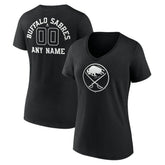 Buffalo Sabres Women's Personalized Name & Number Monochrome V-Neck T-Shirt - Black | NHL near me