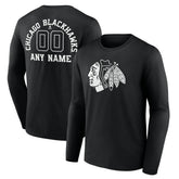 Chicago Blackhawks Personalized Name & Number Monochrome Long Sleeve T-Shirt - Black | NHL online