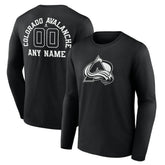Colorado Avalanche Personalized Name & Number Monochrome Long Sleeve T-Shirt - Black | NHL Lifestyle
