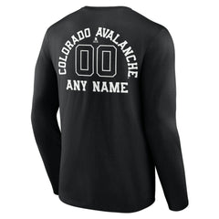 Colorado Avalanche Personalized Name & Number Monochrome Long Sleeve T-Shirt - Black | NHL Lifestyle