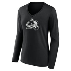 Colorado Avalanche Women's Personalized Name & Number Monochrome Long Sleeve V-Neck T-Shirt - Black | NHL discount