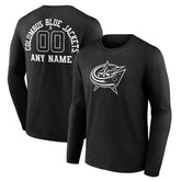 Columbus Blue Jackets Personalized Name & Number Monochrome Long Sleeve T-Shirt - Black | NHL online