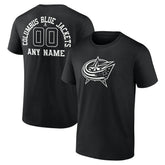 Columbus Blue Jackets Personalized Name & Number Monochrome T-Shirt - Black | NHL Lifestyle