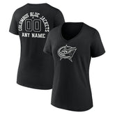 Columbus Blue Jackets Women's Personalized Name & Number Monochrome V-Neck T-Shirt - Black | NHL near me