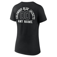 Columbus Blue Jackets Women's Personalized Name & Number Monochrome V-Neck T-Shirt - Black | NHL near me