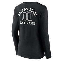 Dallas Stars Women's Personalized Name & Number Monochrome Long Sleeve V-Neck T-Shirt - Black | NHL near me