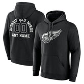 Detroit Red Wings Personalized Name & Number Monochrome Pullover Hoodie - Black | NHL online