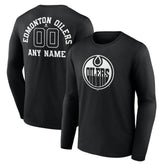 Edmonton Oilers Personalized Name & Number Monochrome Long Sleeve T-Shirt - Black | NHL discount