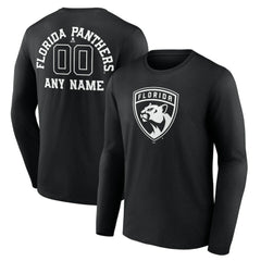 Florida Panthers Personalized Name & Number Monochrome Long Sleeve T-Shirt - Black | NHL near me