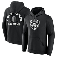 Florida Panthers Personalized Name & Number Monochrome Pullover Hoodie - Black | NHL Clearance