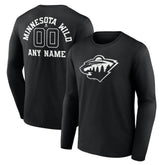 Minnesota Wild Personalized Name & Number Monochrome Long Sleeve T-Shirt - Black | NHL online