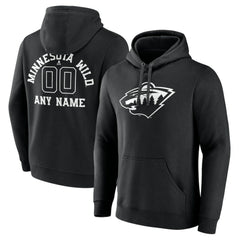 Minnesota Wild Personalized Name & Number Monochrome Pullover Hoodie - Black | NHL sale