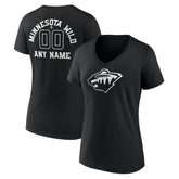 Minnesota Wild Women's Personalized Name & Number Monochrome V-Neck T-Shirt - Black | NHL sale