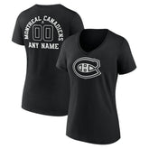 Montreal Canadiens Women's Personalized Name & Number Monochrome V-Neck T-Shirt - Black | NHL on sale