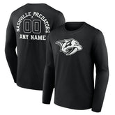 Nashville Predators Personalized Name & Number Monochrome Long Sleeve T-Shirt - Black | NHL Lifestyle