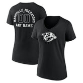 Nashville Predators Women's Personalized Name & Number Monochrome V-Neck T-Shirt - Black | NHL on sale