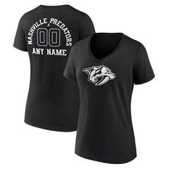 Nashville Predators Women's Personalized Name & Number Monochrome V-Neck T-Shirt - Black | NHL on sale