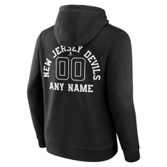 New Jersey Devils Personalized Name & Number Monochrome Pullover Hoodie - Black | NHL Lifestyle