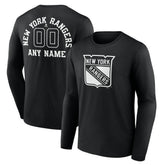 New York Rangers Personalized Name & Number Monochrome Long Sleeve T-Shirt - Black | NHL on sale