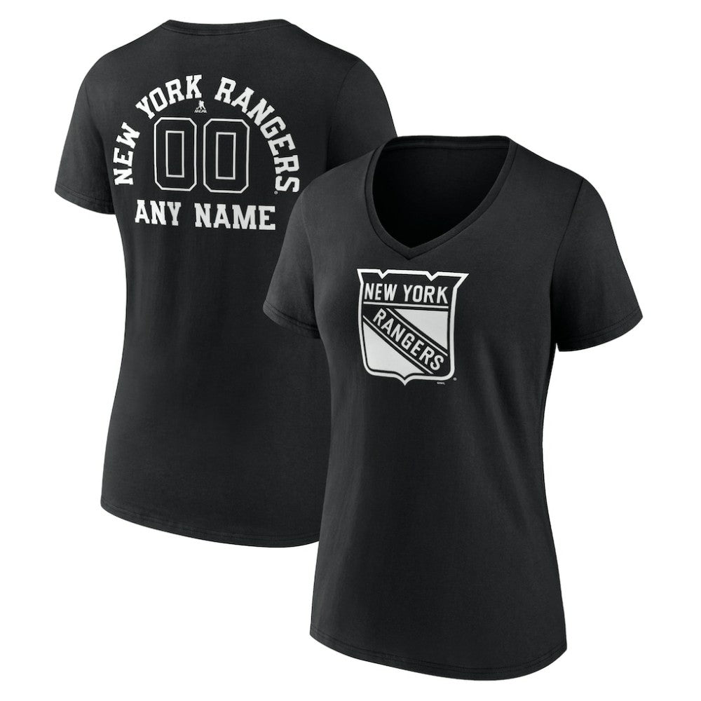 New York Rangers Women's Personalized Name & Number Monochrome V-Neck T-Shirt - Black | NHL discount