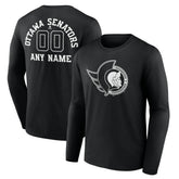 Ottawa Senators Personalized Name & Number Monochrome Long Sleeve T-Shirt - Black | NHL on sale