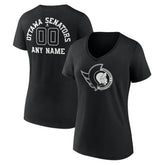 Ottawa Senators Women's Personalized Name & Number Monochrome V-Neck T-Shirt - Black | NHL Lifestyle