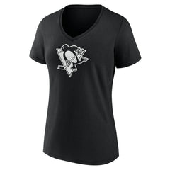 Pittsburgh Penguins Women's Personalized Name & Number Monochrome V-Neck T-Shirt - Black | NHL near me