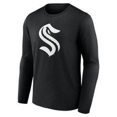 Seattle Kraken Personalized Name & Number Monochrome Long Sleeve T-Shirt - Black | NHL Lifestyle