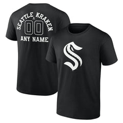 Seattle Kraken Personalized Name & Number Monochrome T-Shirt - Black | NHL discount