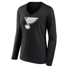 St. Louis Blues Women's Personalized Name & Number Monochrome Long Sleeve V-Neck T-Shirt - Black | NHL online