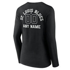 St. Louis Blues Women's Personalized Name & Number Monochrome Long Sleeve V-Neck T-Shirt - Black | NHL online