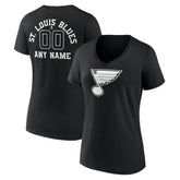 St. Louis Blues Women's Personalized Name & Number Monochrome V-Neck T-Shirt - Black | NHL near me