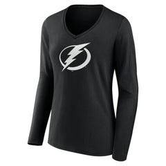 Tampa Bay Lightning Women's Personalized Name & Number Monochrome Long Sleeve V-Neck T-Shirt - Black | NHL near me