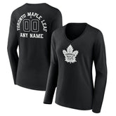 Toronto Maple Leafs Women's Personalized Name & Number Monochrome Long Sleeve V-Neck T-Shirt - Black | NHL on sale
