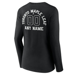 Toronto Maple Leafs Women's Personalized Name & Number Monochrome Long Sleeve V-Neck T-Shirt - Black | NHL on sale