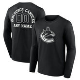 Vancouver Canucks Personalized Name & Number Monochrome Long Sleeve T-Shirt - Black | NHL sale