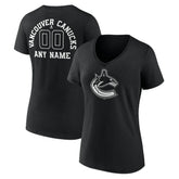 Vancouver Canucks Women's Personalized Name & Number Monochrome V-Neck T-Shirt - Black | NHL online