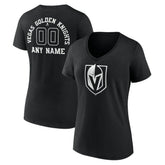 Vegas Golden Knights Women's Personalized Name & Number Monochrome V-Neck T-Shirt - Black | NHL discount