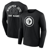 Winnipeg Jets Personalized Name & Number Monochrome Long Sleeve T-Shirt - Black | NHL online