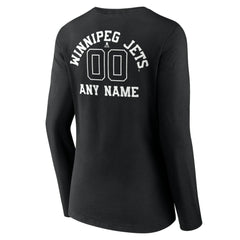 Winnipeg Jets Women's Personalized Name & Number Monochrome Long Sleeve V-Neck T-Shirt - Black | NHL sale