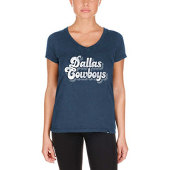 Dallas Cowboys New Era Women's Enzyme Wash Low V-Neck T-Shirt - Navy - NFL