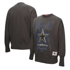 Dallas Cowboys Women's Distressed Logo 4.0 Pullover Sweatshirt - Charcoal - Mitchell & Ness