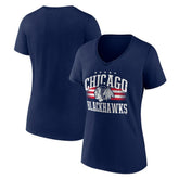 Chicago Blackhawks Women's Americana Team V-Neck T-Shirt - Navy | NHL sale