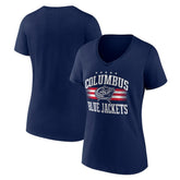 Columbus Blue Jackets Women's Americana Team V-Neck T-Shirt - Navy | NHL sale